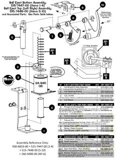 Ball  eject assembly bottom left