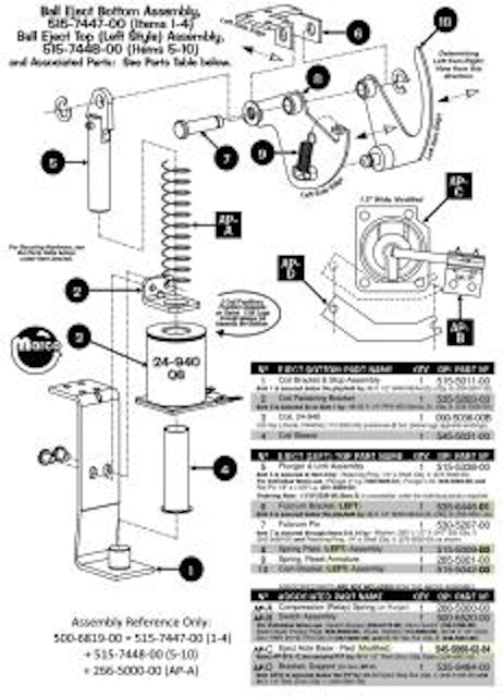 Ball eject assembly bottom left