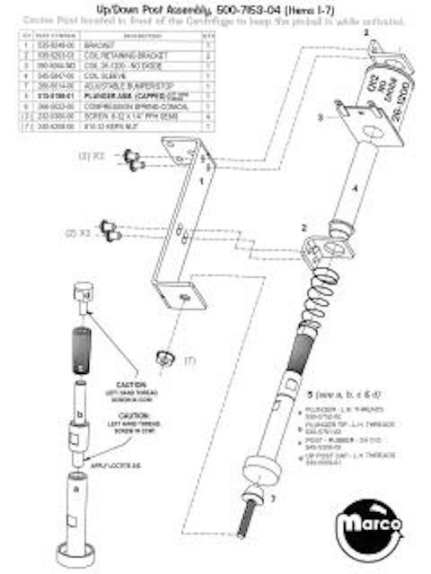 CSI (Stern) Up/Down post assembly