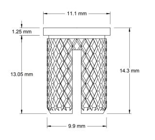 Nut insert thread 6-32 x .188 inch