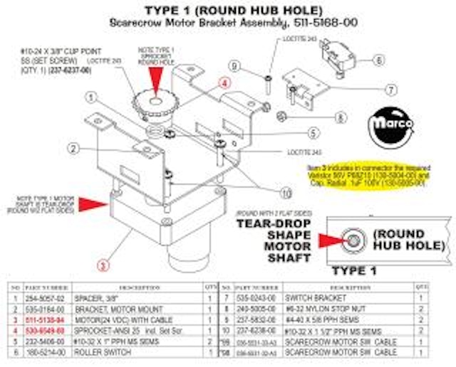 BATMAN (Stern) Scarecrow motor assembly Type 1