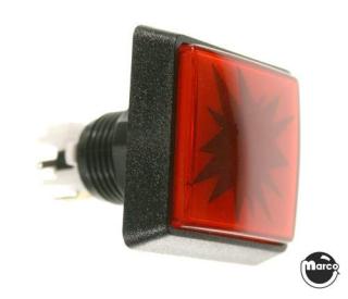 Pushbutton 2 inch square red starburst