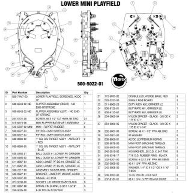 AC/DC VAULT PREMIUM (Stern) Playfield mini assembly