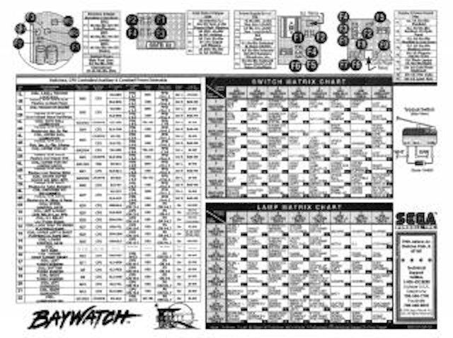 BAYWATCH (Sega) Backbox tech chart