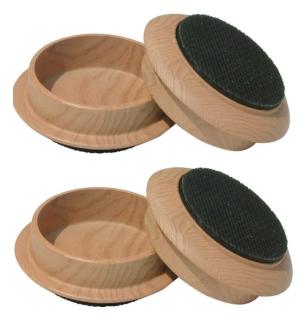 Leg leveler wood grain plastic caster - 4 piece set