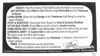 SIMPSONS PINBALL PARTY (Stern) Score cards German