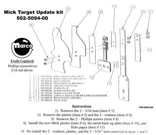 ROLLING STONES (Stern) Mick update instruction sheet