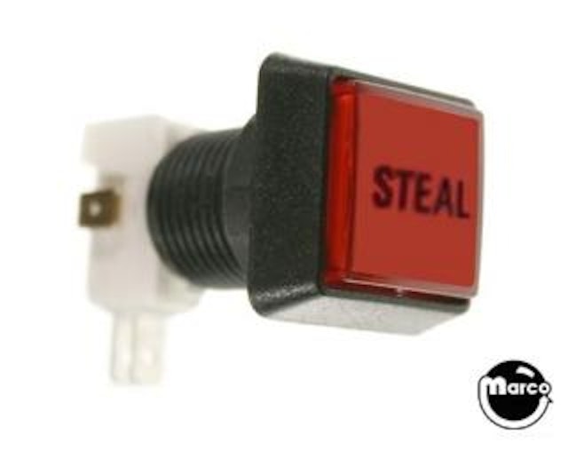 Pushbutton 1 inch square red 'Steal Base'