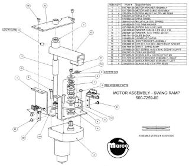 X-MEN (Stern) Swing ramp motor assembly