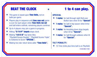 BEAT THE CLOCK (Bally) Score cards (12)