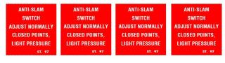 Anti-slam switch decal Williams STD-97