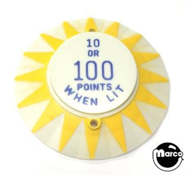 Pop bumper cap sunburst '10 or 100 Points W/Lit' Y/B