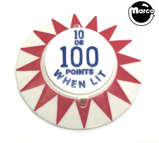 Pop bumper cap sunburst '10 or 100 Points W/Lit' R/B