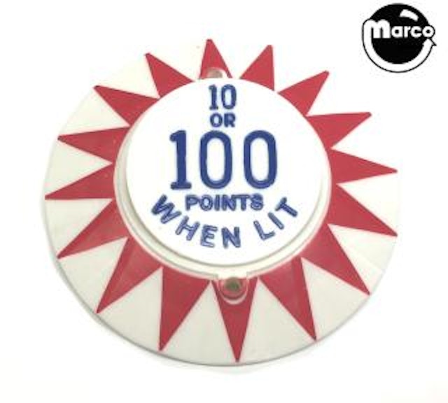 Pop bumper cap sunburst '10 or 100 Points W/Lit' R/B
