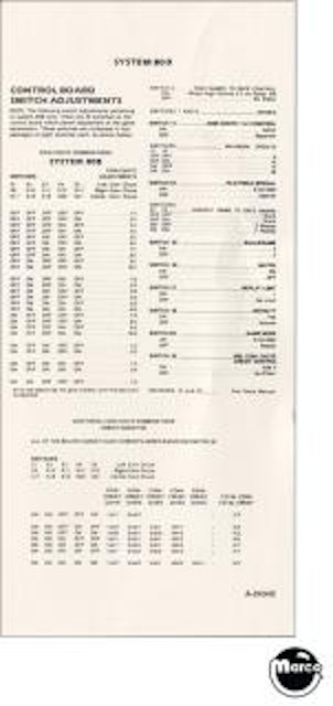 Switch adjustment chart Gottlieb System 80B