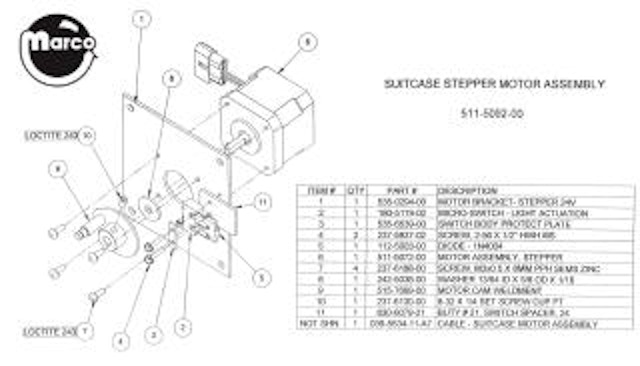 24 (Stern) Suitcase stepper motor assembly