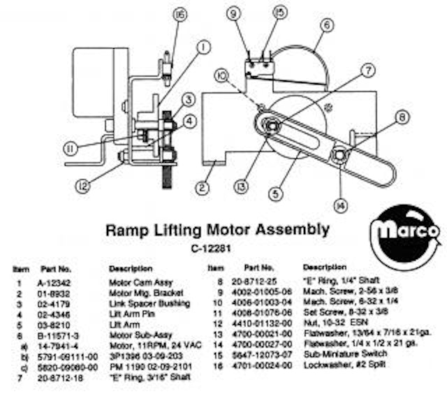 Ramp lifting motor assembly Williams