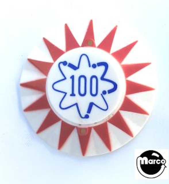 Pop bumper cap sunburst '100' squiggle R/B 16531