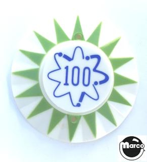 Pop bumper cap sunburst '100' squiggle G/B 16531