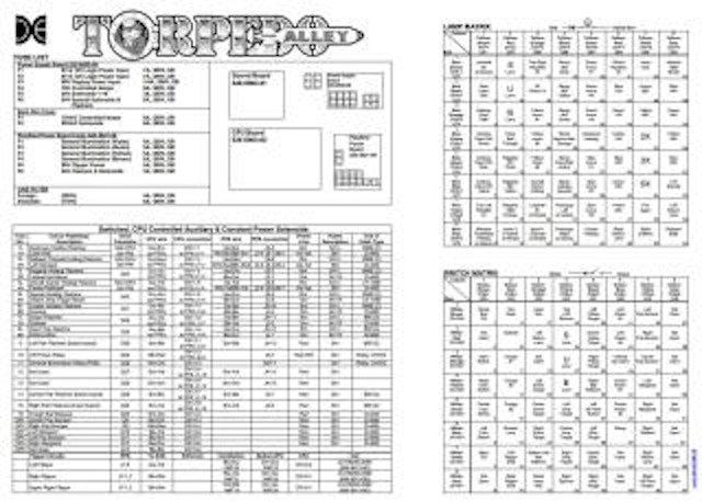 TORPEDO ALLEY (Data East) Backbox tech chart