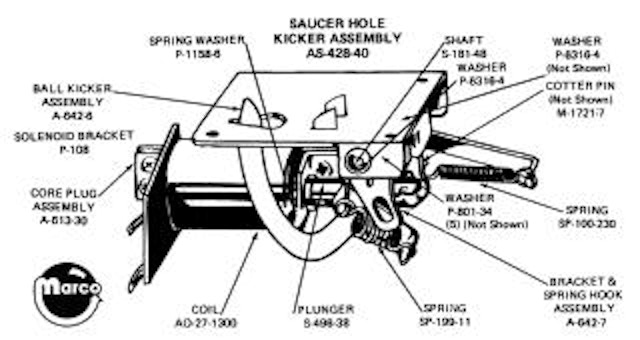 Saucer hole kicker assembly Bally A331-00035-0000