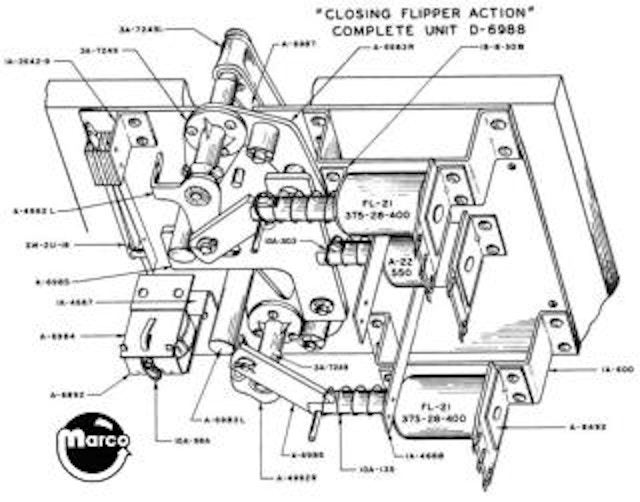 Closing flipper assembly Williams