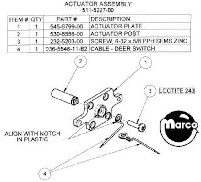 BIG BUCK HUNTER (Stern) Actuator assembly