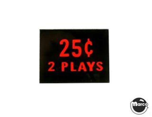 Price plate CCM/Stern 25¢ 2 Plays