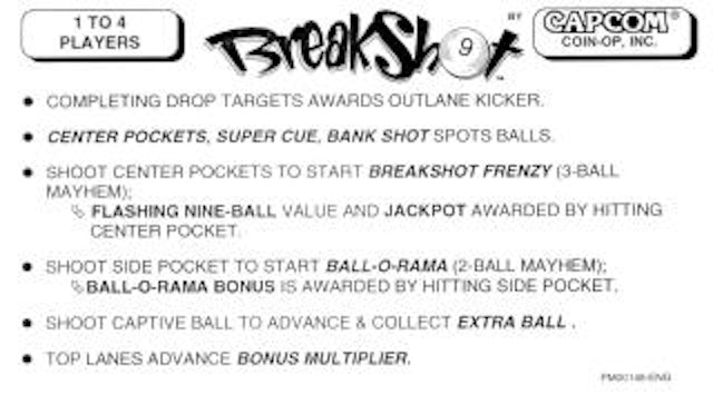 BREAKSHOT (Capcom) Score card
