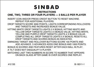 SINBAD EM (Gottlieb) Score cards (5)