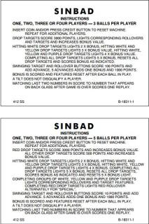 SINBAD EM (Gottlieb) Score cards (5)