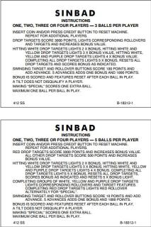 SINBAD EM (Gottlieb) Score cards (5)
