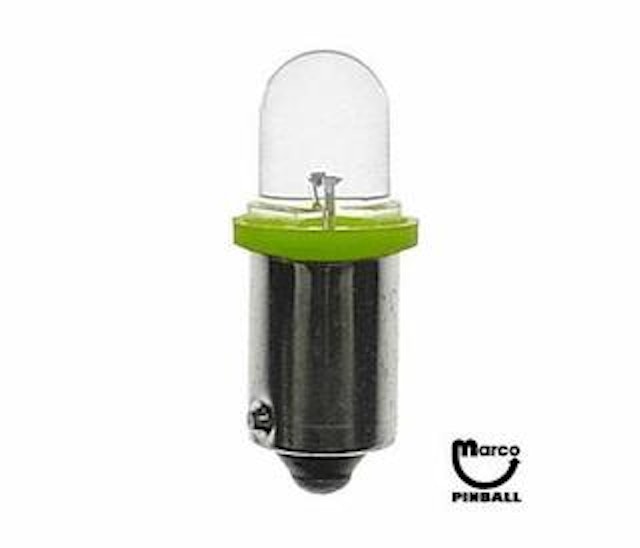 LED lamp #44 base 6 VAC green frosted