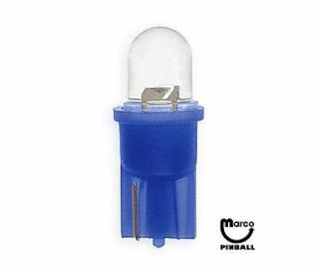 LED lamp #555 base 6 VAC blue frosted