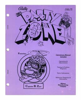PARTY ZONE (Bally) Game Manual Original