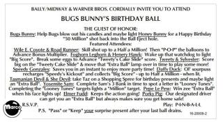 BUGS BUNNY (Bally) Score card