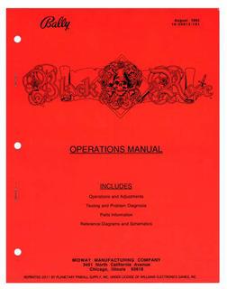 BLACK ROSE (Bally) Operations Manual - Reprint