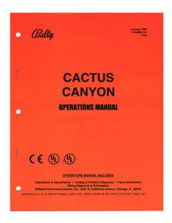 CACTUS CANYON (Bally) Manual Reprint