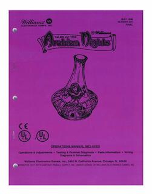 TALES ARABIAN NIGHTS (WMS) Manual - Reprint
