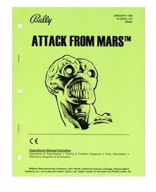 ATTACK FROM MARS (Bally) Manual - Reprint