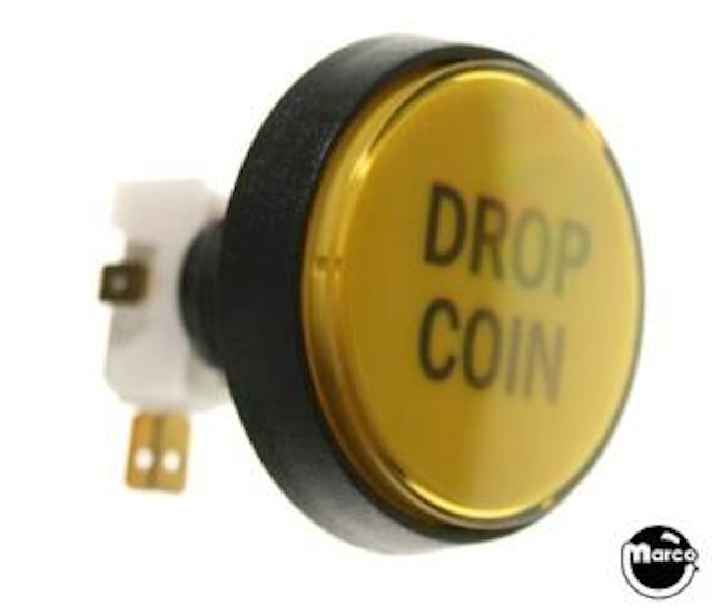 Pushbutton 2 inch yellow 'Drop Coin'