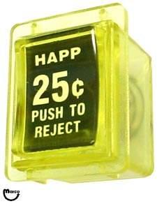 Coin entry pushbutton Happ 25¢ yellow 400-0004-00D