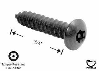 Sheet metal screw #8 X 3/4 inch tamper Torx w/pin button head
