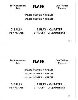 FLASH (Williams) Score cards (4)