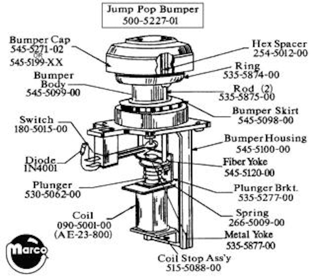 Jump pop bumper assembly Data East
