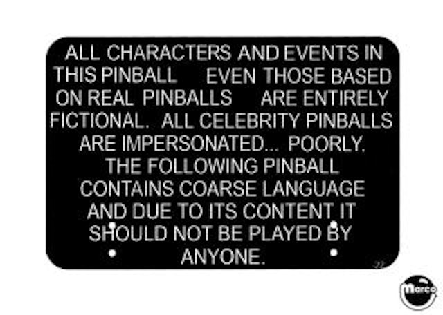 SOUTH PARK (Sega) Topper disclaimer sign with hardware