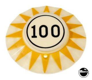 Pop bumper cap sunburst '100' circle Y/K