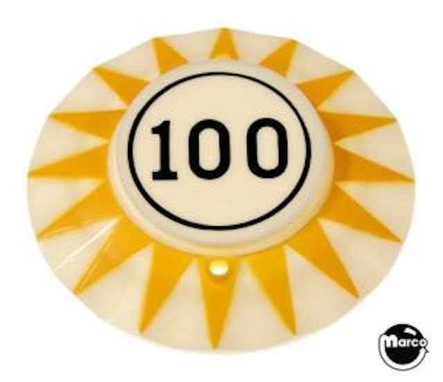 Pop bumper cap sunburst '100' circle Y/K