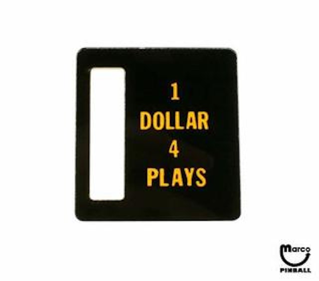 Price plate Bally 1 Dollar 4 Plays
