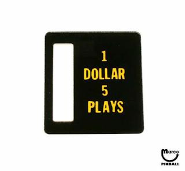 Price plate Bally 1 Dollar 5 Plays